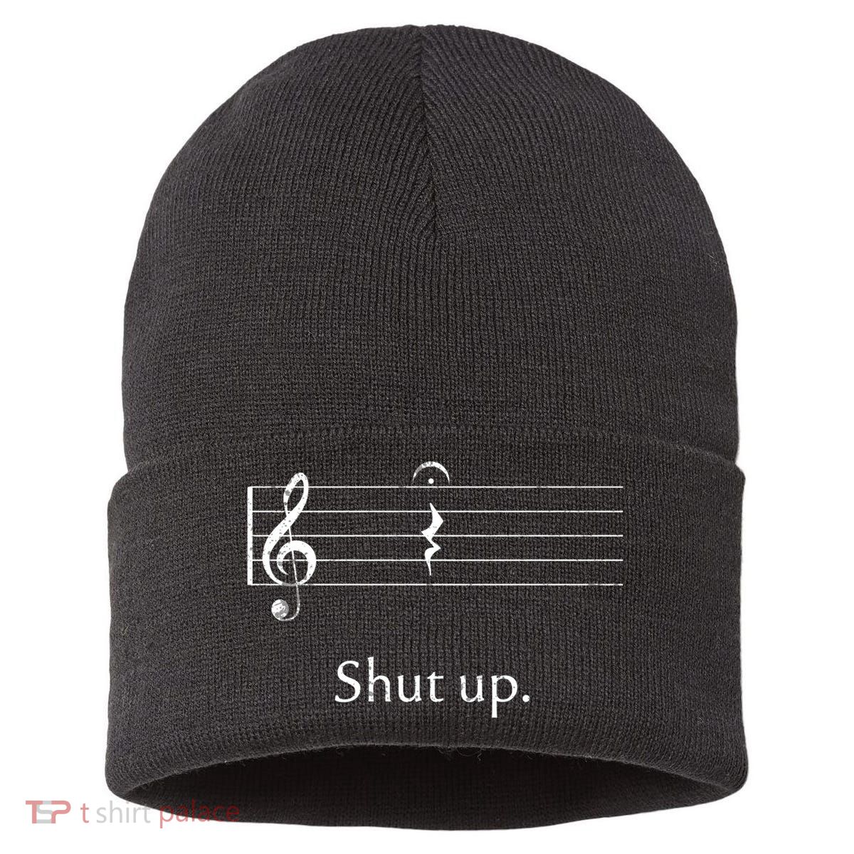 Funny Music Cute Gift Shut Up Quarter Rest And Fermata Sustainable Knit Beanie