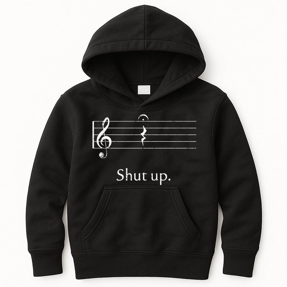 Funny Music Cute Gift Shut Up Quarter Rest And Fermata Kids Hoodie