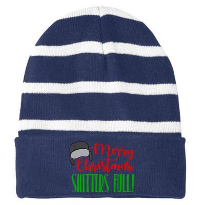 Funny Merry Christmas Quote Shitters Full Ts Mens Striped Beanie with Solid Band