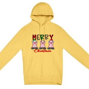 Funny Merry Christmas Pig Farming Farmer Pig Xmas Pig Lover Gift Premium Pullover Hoodie