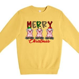 Funny Merry Christmas Pig Farming Farmer Pig Xmas Pig Lover Gift Premium Crewneck Sweatshirt