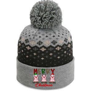 Funny Merry Christmas Pig Farming Farmer Pig Xmas Pig Lover Gift The Baniff Cuffed Pom Beanie