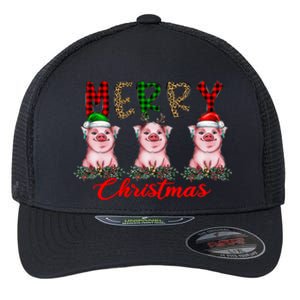 Funny Merry Christmas Pig Farming Farmer Pig Xmas Pig Lover Gift Flexfit Unipanel Trucker Cap