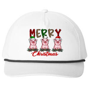 Funny Merry Christmas Pig Farming Farmer Pig Xmas Pig Lover Gift Snapback Five-Panel Rope Hat