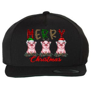 Funny Merry Christmas Pig Farming Farmer Pig Xmas Pig Lover Gift Wool Snapback Cap