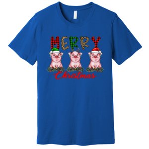 Funny Merry Christmas Pig Farming Farmer Pig Xmas Pig Lover Gift Premium T-Shirt