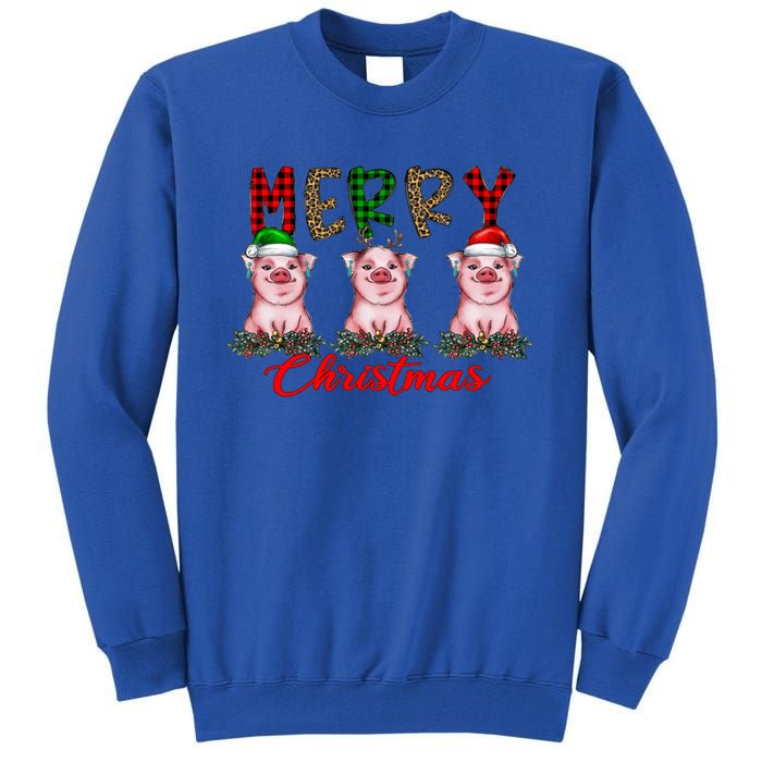 Funny Merry Christmas Pig Farming Farmer Pig Xmas Pig Lover Gift Tall Sweatshirt