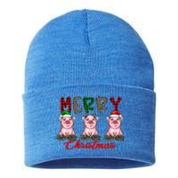 Funny Merry Christmas Pig Farming Farmer Pig Xmas Pig Lover Gift Sustainable Knit Beanie