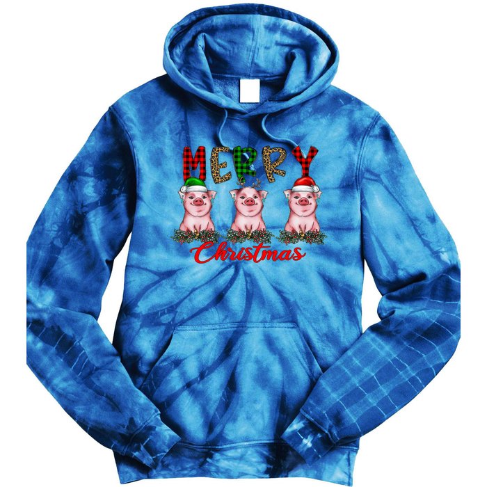 Funny Merry Christmas Pig Farming Farmer Pig Xmas Pig Lover Gift Tie Dye Hoodie