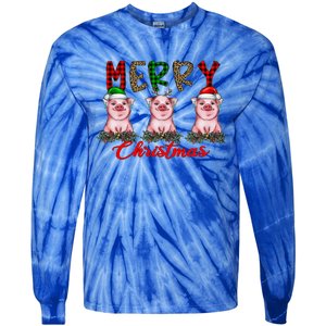 Funny Merry Christmas Pig Farming Farmer Pig Xmas Pig Lover Gift Tie-Dye Long Sleeve Shirt