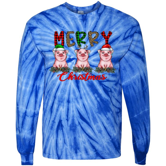 Funny Merry Christmas Pig Farming Farmer Pig Xmas Pig Lover Gift Tie-Dye Long Sleeve Shirt