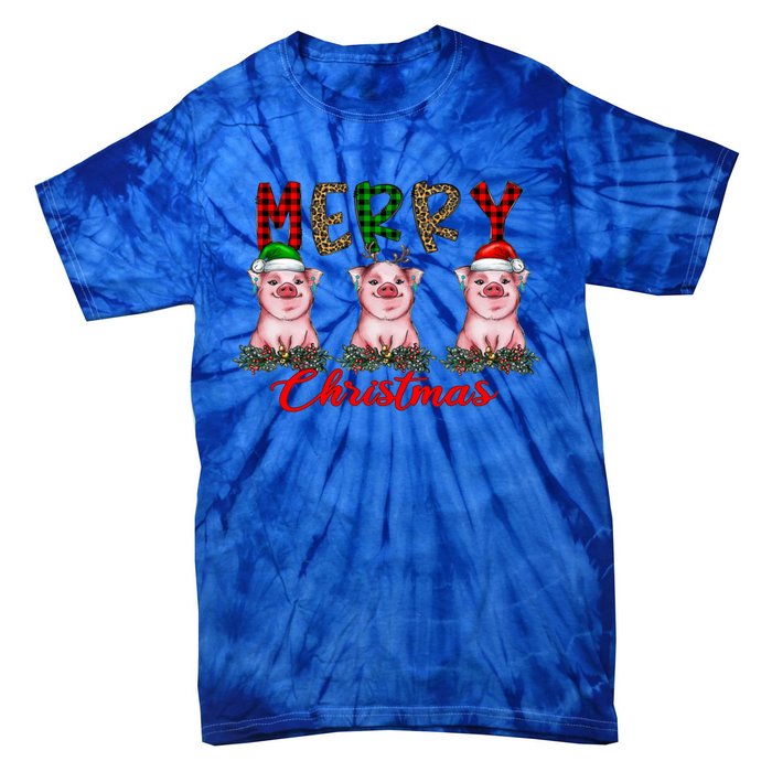 Funny Merry Christmas Pig Farming Farmer Pig Xmas Pig Lover Gift Tie-Dye T-Shirt