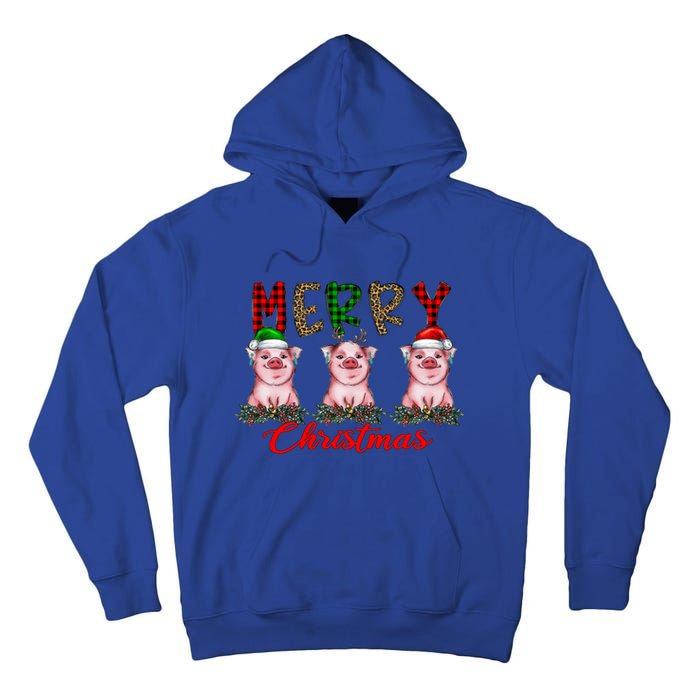 Funny Merry Christmas Pig Farming Farmer Pig Xmas Pig Lover Gift Tall Hoodie