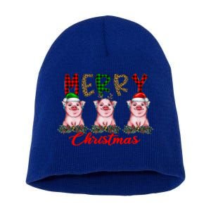 Funny Merry Christmas Pig Farming Farmer Pig Xmas Pig Lover Gift Short Acrylic Beanie