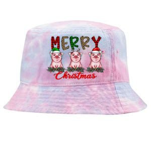 Funny Merry Christmas Pig Farming Farmer Pig Xmas Pig Lover Gift Tie-Dyed Bucket Hat