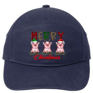 Funny Merry Christmas Pig Farming Farmer Pig Xmas Pig Lover Gift 7-Panel Snapback Hat