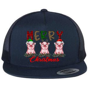 Funny Merry Christmas Pig Farming Farmer Pig Xmas Pig Lover Gift Flat Bill Trucker Hat