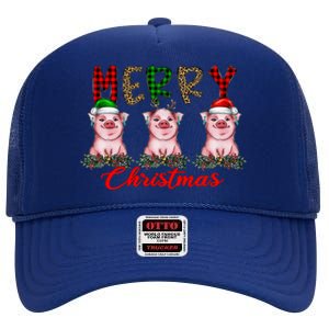 Funny Merry Christmas Pig Farming Farmer Pig Xmas Pig Lover Gift High Crown Mesh Back Trucker Hat