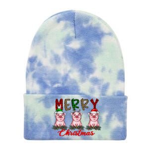 Funny Merry Christmas Pig Farming Farmer Pig Xmas Pig Lover Gift Tie Dye 12in Knit Beanie