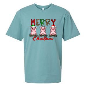 Funny Merry Christmas Pig Farming Farmer Pig Xmas Pig Lover Gift Sueded Cloud Jersey T-Shirt