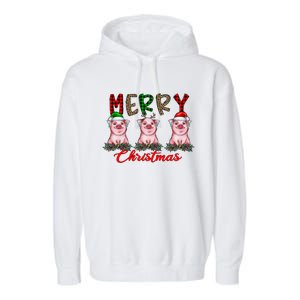 Funny Merry Christmas Pig Farming Farmer Pig Xmas Pig Lover Gift Garment-Dyed Fleece Hoodie