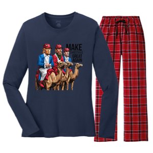 Funny Make Christmas Great Again Trump And Vance As Wise Women's Long Sleeve Flannel Pajama Set 