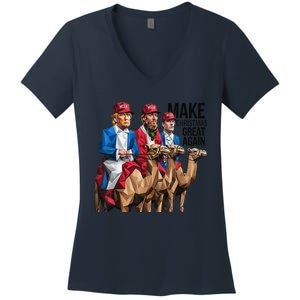 Funny Make Christmas Great Again Trump And Vance As Wise Women's V-Neck T-Shirt