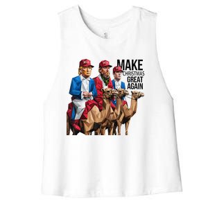 Funny Make Christmas Great Again Trump And Vance As Wise Women's Racerback Cropped Tank