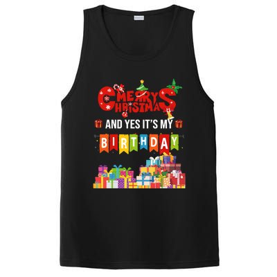 Funny Merry Christmas And Yes ItS My Birthday Party Gift PosiCharge Competitor Tank