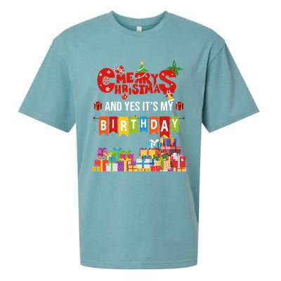 Funny Merry Christmas And Yes ItS My Birthday Party Gift Sueded Cloud Jersey T-Shirt