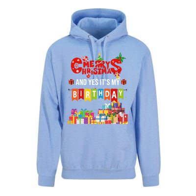 Funny Merry Christmas And Yes ItS My Birthday Party Gift Unisex Surf Hoodie