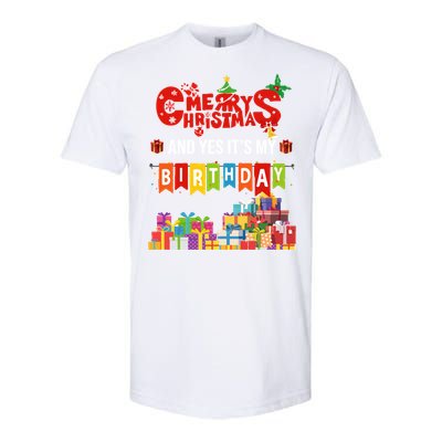 Funny Merry Christmas And Yes ItS My Birthday Party Gift Softstyle CVC T-Shirt