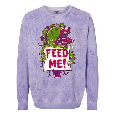 Feed Me Creepy Cute Audrey Plant Spooky Horror Musical Colorblast Crewneck Sweatshirt