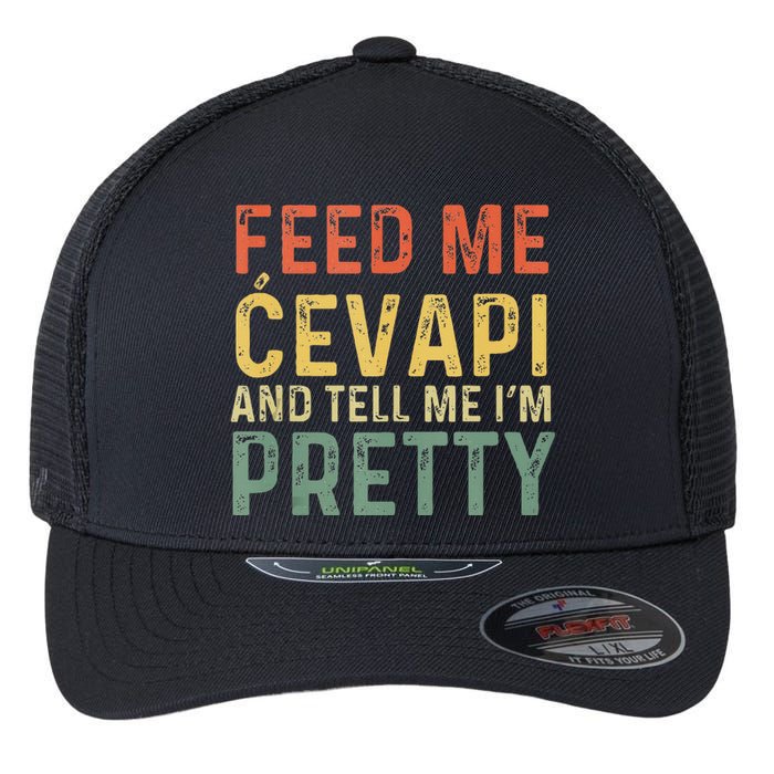 Feed Me Cevapi Funny Balkan Food Flexfit Unipanel Trucker Cap