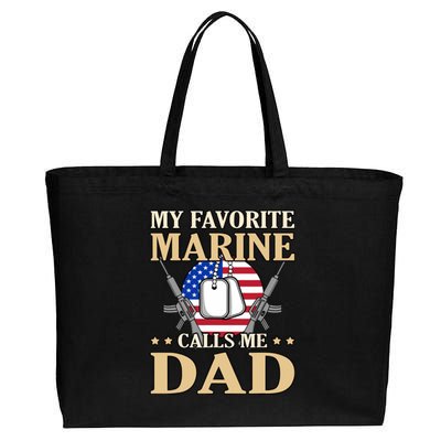 Favorite Marine Calls Me Dad Father’s Day Father Graphic Cotton Canvas Jumbo Tote