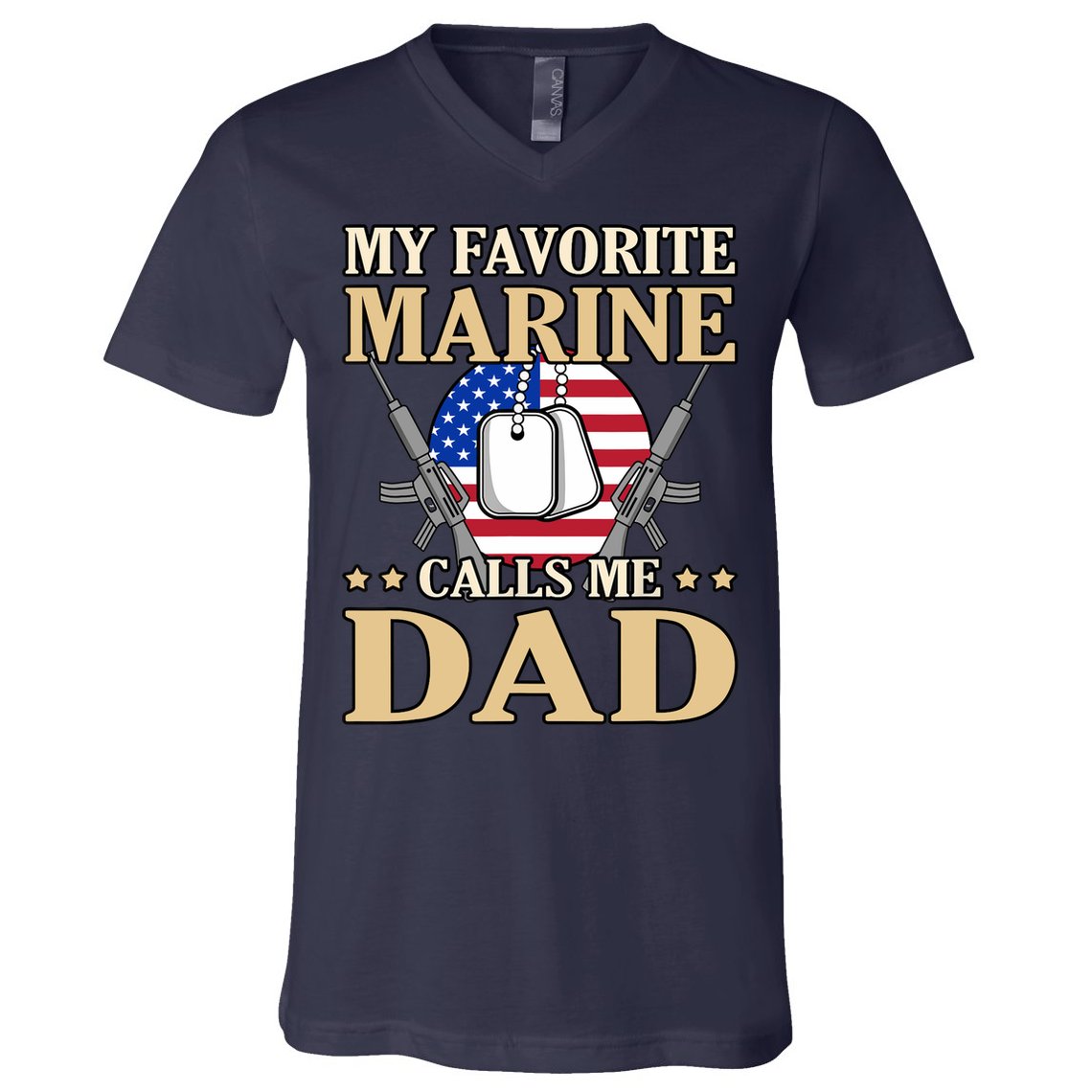 Favorite Marine Calls Me Dad Father’s Day Father Graphic V-Neck T-Shirt