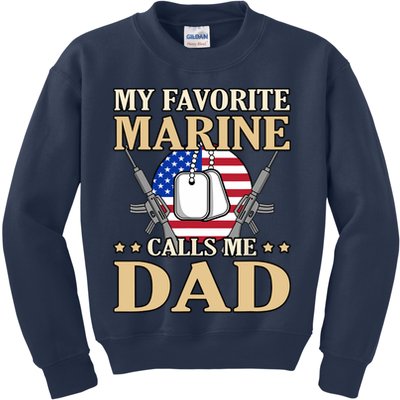 Favorite Marine Calls Me Dad Father’s Day Father Graphic Kids Sweatshirt