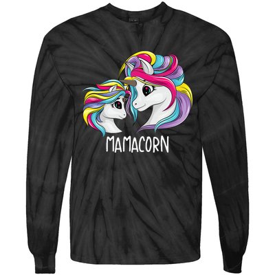 Funny Mamacorn Cute Mom Baby Mama Unicorn Tie-Dye Long Sleeve Shirt