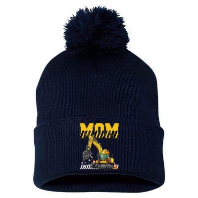 Funny Mom Construction Excavator Matching Family Pom Pom 12in Knit Beanie