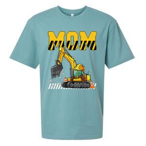 Funny Mom Construction Excavator Matching Family Sueded Cloud Jersey T-Shirt