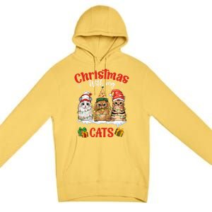 Feline Meowy Cat Lover Christmas With My Cats Gift Premium Pullover Hoodie