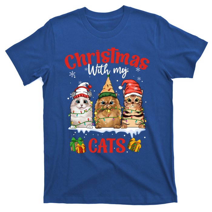 Feline Meowy Cat Lover Christmas With My Cats Gift T-Shirt