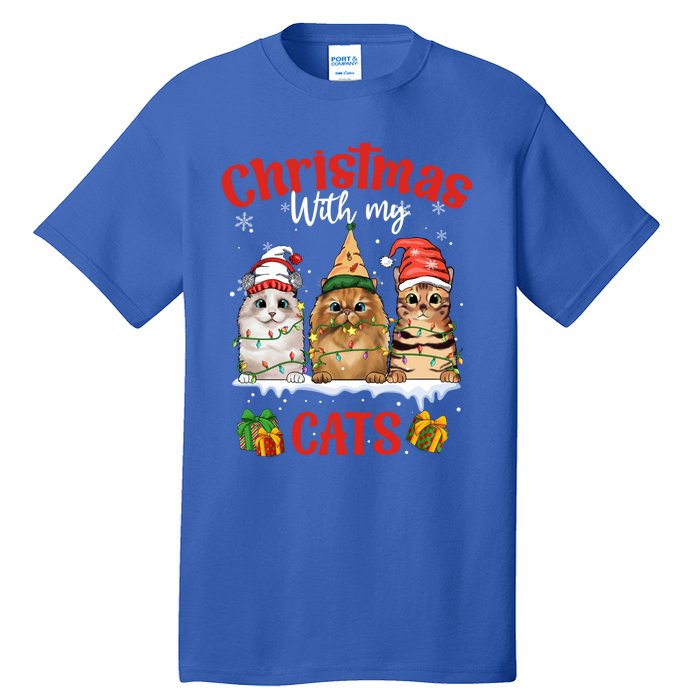 Feline Meowy Cat Lover Christmas With My Cats Gift Tall T-Shirt