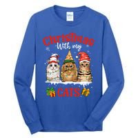 Feline Meowy Cat Lover Christmas With My Cats Gift Tall Long Sleeve T-Shirt