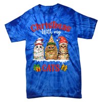 Feline Meowy Cat Lover Christmas With My Cats Gift Tie-Dye T-Shirt