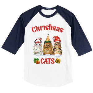 Feline Meowy Cat Lover Christmas With My Cats Gift Baseball Sleeve Shirt