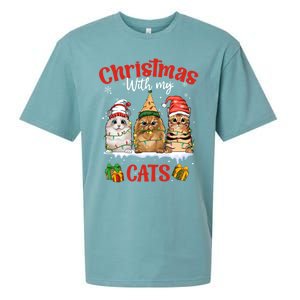 Feline Meowy Cat Lover Christmas With My Cats Gift Sueded Cloud Jersey T-Shirt