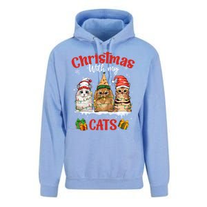 Feline Meowy Cat Lover Christmas With My Cats Gift Unisex Surf Hoodie