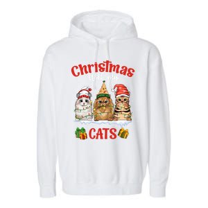 Feline Meowy Cat Lover Christmas With My Cats Gift Garment-Dyed Fleece Hoodie