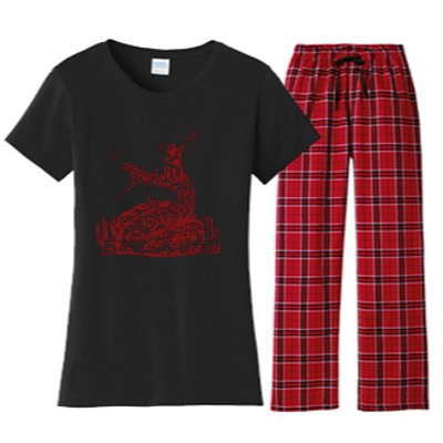 Funny Mouse Cowboy Mouse Women's Flannel Pajama Set